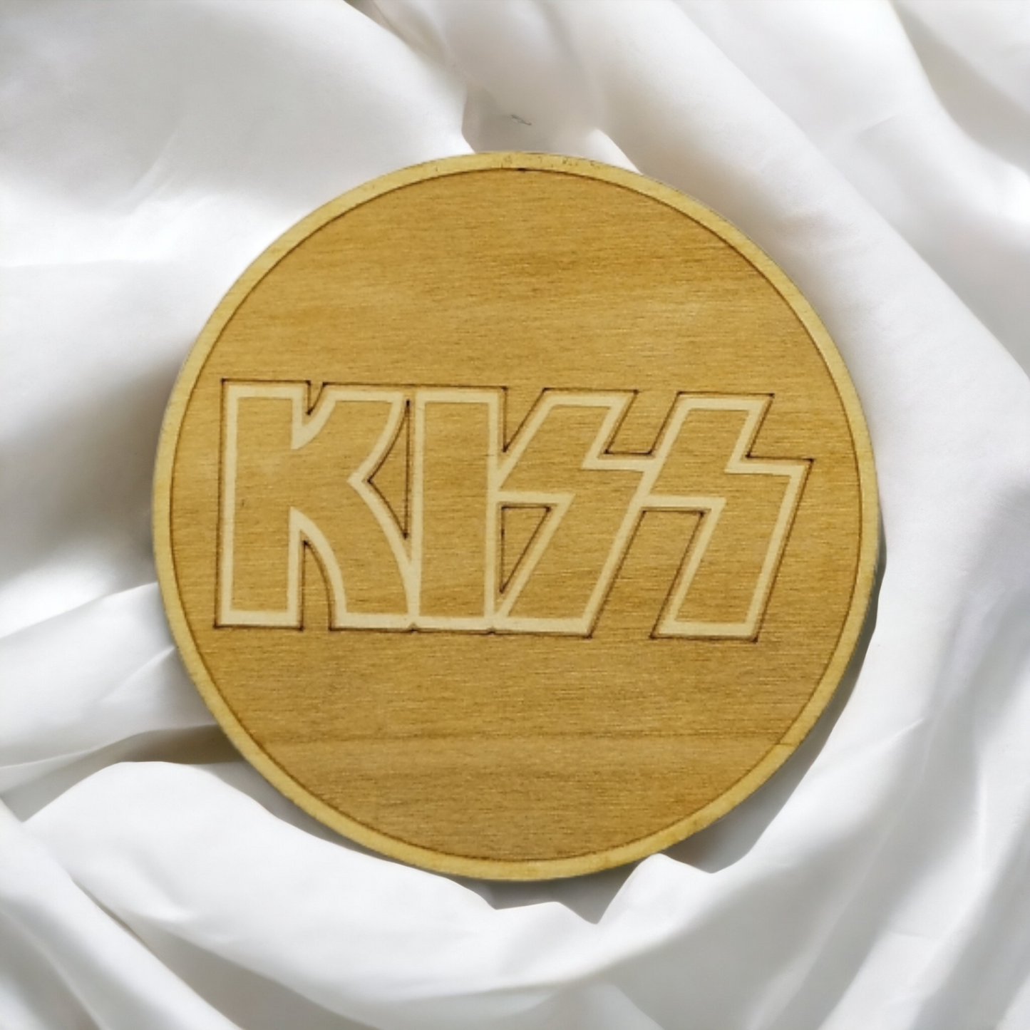 Set of 6 Kiss Wooden Coasters - Handmade Gift - Housewarming - Wood Kitchenware - Rock Band