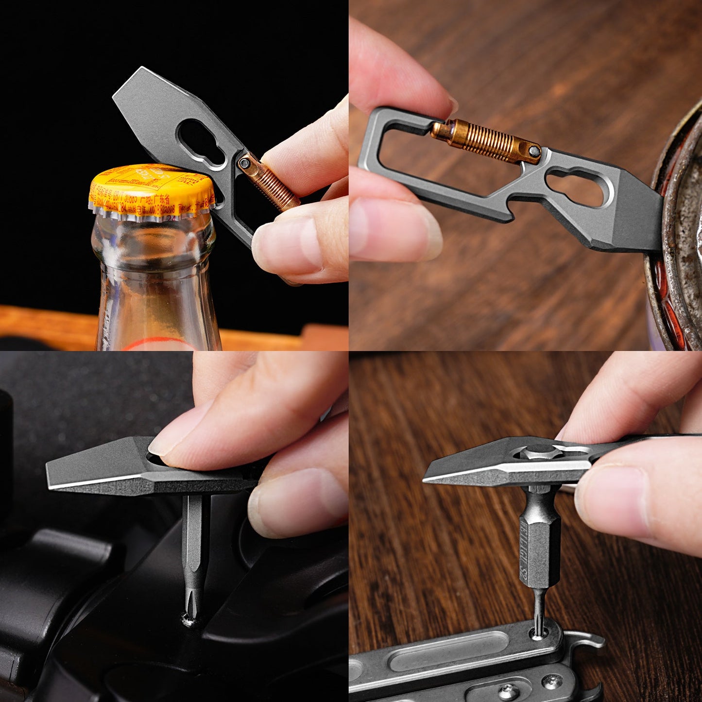 Titanium Multi-Tool Carabiner for Men - EDC Gear & Outdoor Survival Tool - Heavy-Duty Keychain Tool for Hiking, Camping, and Everyday Carry-1