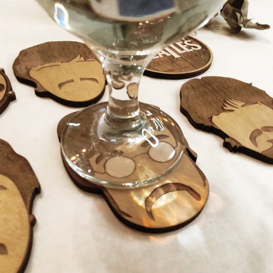 Set of 6 The Beatles Wooden Coasters - Handmade Gift - Housewarming - Wood Kitchenware - Rock Band